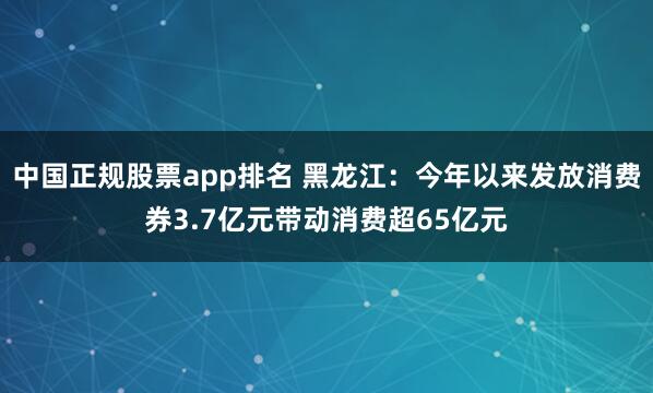 中国正规股票app排名 黑龙江：今年以来发放消费券3.7亿元带动消费超65亿元